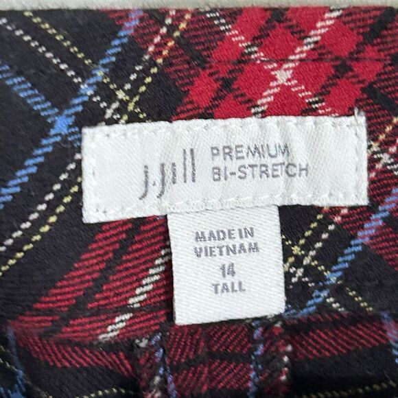 J.Jill Premium Bi Stretch Plaid Pants Size 14 Tall Pockets Preppy Holiday - Picture 4 of 6